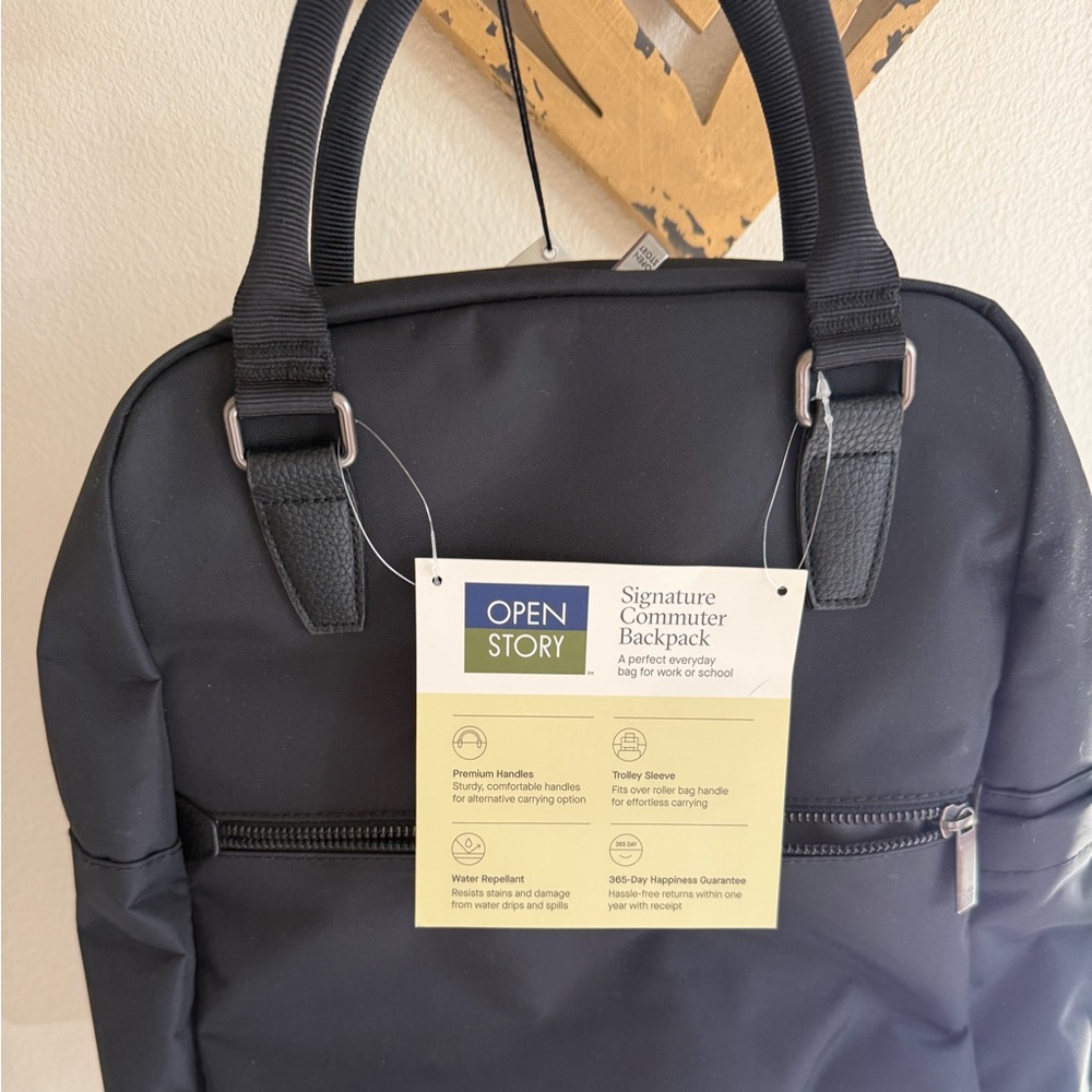 Open Story Black Commuter Backpack NWT